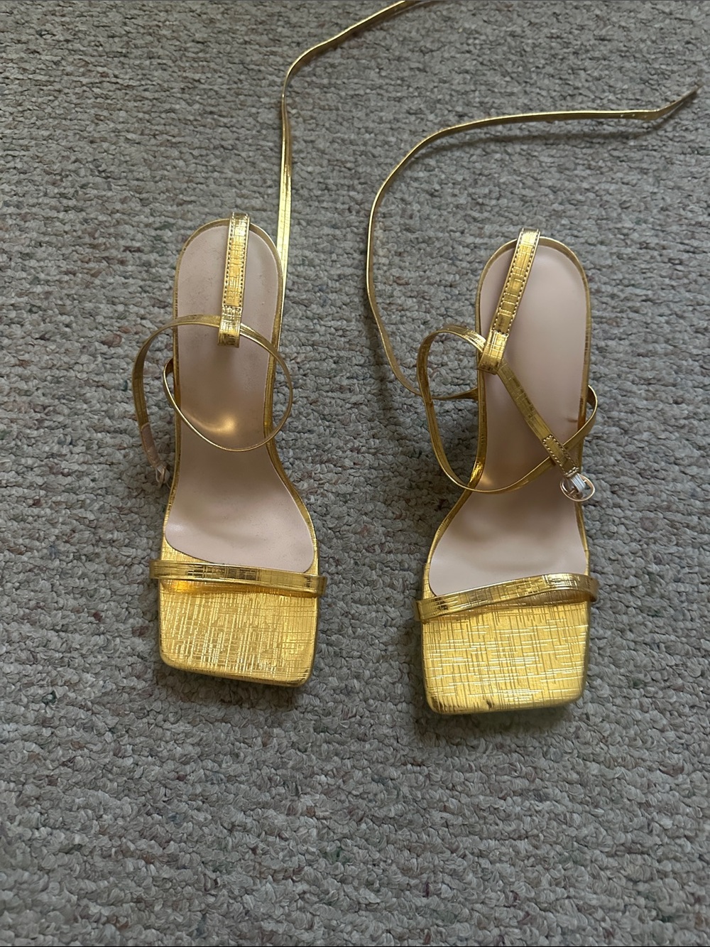 Zara Gold Metallic Strappy Heels